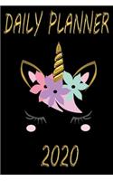 Unicorn daily planner 2020 golden letters: daily Calendar 2020 Size 6x9inch daily weekly monthly new year rainbow 366pages