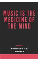 Music Is the Medicine of the Mind: A5 Notizbuch PUNKTIERT Sport - Motivation - Buch - Laufen - Mentaltraining -Glücklich - Geschenkidee - Leistungssport - Disziplin - Meditation - Fre