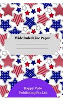 American Flag Theme Wide Ruled Line Paper