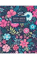 2019-2023 Five Year Planner: (Floral Planner 2019)