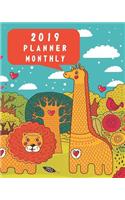 2019 Planner Monthly: 12 Month January 2019 to December 2019 for to Do List Calendar Schedule Organizer and Soclal Media Passwords and Journal Notebook with Inspirational(2 Cute Animal)
