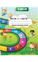 DRAW and WRITE primary composition notebook, 8 x 10 inch 200 page, Cute sport board game for children
