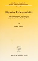 Allgemeine Rechtsgrundsatze: Begriffsentwicklung Und Funktion in Der Europaischen Rechtsgeschichte