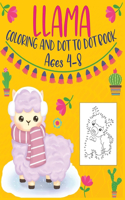 Llama Coloring and Dot to Dot Book Ages 4-8
