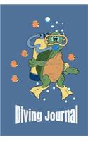 Diving Journal: Diving Snorkeling Turtle Squared Line Blue Notebook / Journal Gift (6 x 9 - 120 pages)