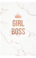 Girl Boss: Marble and Gold Notebook College Ruled Lined Pages 6 X 9 Journal