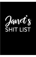 Janet's Shit List: Janet Gift Notebook - Funny Personalized Lined Note Pad for Women Named Janet - Novelty Journal with Lines - Sarcastic Cool Office Gag Gift for Cowo