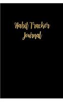 Habit Tracker Journal: Minimalist Black & Gold Lettering 5-Year Monthly Habit Tracker & Productivity Dot Grid Planner, Small Travel Notebook