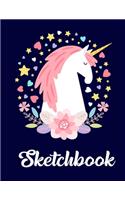 Sketchbook: Perfect Unicorn Sketchbook Journal White Paper for Girls (Blank Drawing Books) - 110 Pages, 8.5" x 11" Large