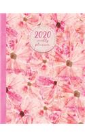 2020 Weekly Planner: January 2020 - January 2021 Dated 13 Month Planner-Butterfly Coloring Pages-Pink Flowers