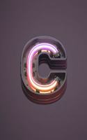 C: Modern funky, cool neon glowing light effect, monogram college ruled composition notebook for all - men, women, girls and boys. Perfect for office, 