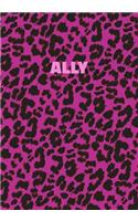 Ally: Personalized Pink Leopard Print Notebook (Animal Skin Pattern). College Ruled (Lined) Journal for Notes, Diary, Journaling. Wild Cat Theme Design wi