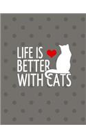 Life Is Better With Cats Notebook - 4x4 Quad Ruled