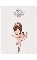 M sketchbook: Ballet girl on grey cover (8.5 x 11) inches 110 pages, Blank Unlined Paper for Sketching, Drawing, Whiting, Journaling & Doodling(3 Ballet Girl on Grey Sketchbook)