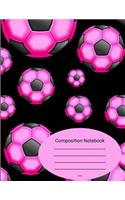 Composition Notebook: Pink Soccer Balls Sports Comp Book