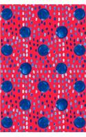 Bullet Journal Notebook Indigo Blue Ink Spots and Dots on Red: 112 Page Numbered Dot Grid Bullet Journal with Index Pages and Key Pages in Portable 6 X 9 Size