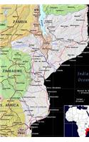 Modern Day Color Map of Mozambique in Africa Journal: Take Notes, Write Down Memories in this 150 Page Lined Journal