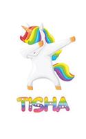 Tisha: Tisha 6x9 Journal Notebook Dabbing Unicorn Rainbow