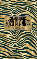 Monthly 2020 Planner Teal Green Zebra