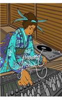 Password Log Book: 6x9 Inch Lined a Journal/Notebook Designed to Help You Never Lose Anything Ever Again - Turn Table, Dj, Ukiyoe, Blue, Kimono Lady, Japan, Music, Gei