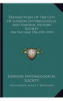 Transactions Of The City Of London Entomological And Natural History Society