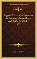 Rapport D'Experts Sur Demandes En Dommages Contre Henry Merle Et Cie De Salindres (1872)