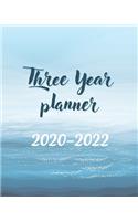 2020-2022 Three Year Planner: Blue Sea, 3 Year Appointment Book, Monthly Weekly Schedule Journal Calendar With Inspirational Quotes & Holidays