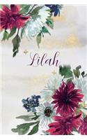 Lilah: Personalized Journal Gift Idea for Women (Burgundy and White Mums)