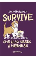 My Funny Havanese Notebook: Cute Notebook, Diary or Journal Gift for Women who are not only Havanese Owners, Breeders, Fans who also love Books, Reading and Novels with 120 Dot
