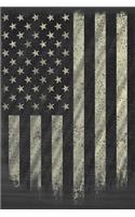 Patriotic American Flag Notebook: United States Flag Blank Composition Book/Diary/Journal For Patriots, Students, Work, School 6 x 9, 130 Pages, Black & White