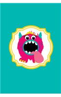 Monster Monogram Journal - Letter Q: Toothy Pink Monster in Shape of a Letter Q on Multi Color Background