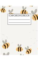 Composition Notebook: Large Composition NoteBook; Cool Journal; Back to School; Wide Ruled Blank Lined for Students, Teachers, Kids, Grade School or College Class Study N(Cute Bumble Bee Pattern)