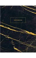 Notebook: Black and Gold Marble Gold Lettering 150 - College-Ruled Lined Pages - 7mm 8.5 X 11 - A4 Size