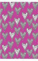 Bullet Journal Notebook Abstract Hearts Pattern 4: 112 Page Numbered Graph Style Grid Bullet Journal with Index Pages and Key Pages in Portable 6 X 9 Size.