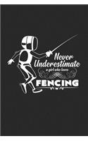 Never underestimate a fencing girl: 6x9 Fencing - dotgrid - dot grid paper - notebook - notes