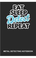 Metal Detecting Notebook: Dotted Log Book For Treasure Hunter: Metal Detecting Journal Eat Sleep Detect Repeat Gift