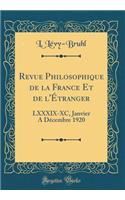Revue Philosophique de la France Et de l'Étranger