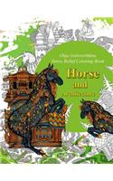 Horse and Architecture. Stress Relief Coloring Book
