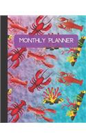 Monthly Planner: Lobster Cover 8x10" 120 Pages/60 Month Checklist Planning Undated Organizer & Journal - Christmas Gifts