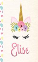 Elise: Personalized Unicorn Journal For Girls - 8.5x11 110 Pages Notebook/Diary With Pink Name