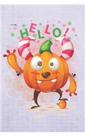 Hello: Nifty Cute Cartoon Pumpkin Wide Ruled Paper Halloween Notebook Journal Blank Lined Workbook for Teens Kids Students Girls for Home School College fo(5 Halloween Pumpkin Journal Notebook)