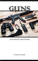 Guns Note Monthly 2020 Planner 12 Month Calendar