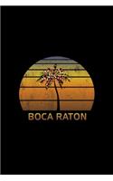 Boca Raton: Christmas Notebook With Retro Florida Sunset Holiday Palm Tree Design. Vintage Soft Cover Travel Journal Diary With Lined Wide Ruled Paper.