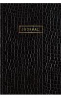 Journal: Elegant Black Leather Style - Gold Lettering - Softcover - 120 Blank Lined 6x9 College Ruled Pages(Leather Style Journal, Notebook, Diary, Composition Book)