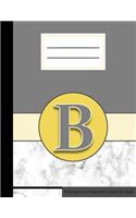 B Monogramm Notizheft Liniert 60 Blatt: Notizbuch mit Linien A4 Schreibheft Uebungsheft Notizen 120 Seiten - Vorname Name Initialen Edel Elegant Matt Soft Cover Marmor Look I Journal Noteb