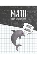 Math Graph Paper Notebook: Blank Graph Note Book Pages - Dolphin Black Chalkboard(100 4x4 Graph Composition Notebook for Kids)