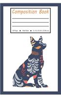 Composition Book: German Shepherd Dog Blue Flower Wide Ruled Pages for Pet Lovers (Exercise Book, Notebook, Journal)