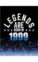 Legends Are Born in 1999: Birthday Notebook/Journal for Writing 100 Lined Pages, 1999 Birthday Gift for Men, Keepsake (Blue & Black)