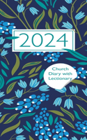 Church Pocket Book and Diary 2024 Navy Floral with Lectionary