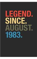 Legend Since August 1983: Graph Paper Notebook - Happy Birthday Gift or Happy Anniversary Gift Idea